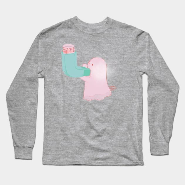 Asthma Inhaler Long Sleeve T-Shirt by SarahWrightArt